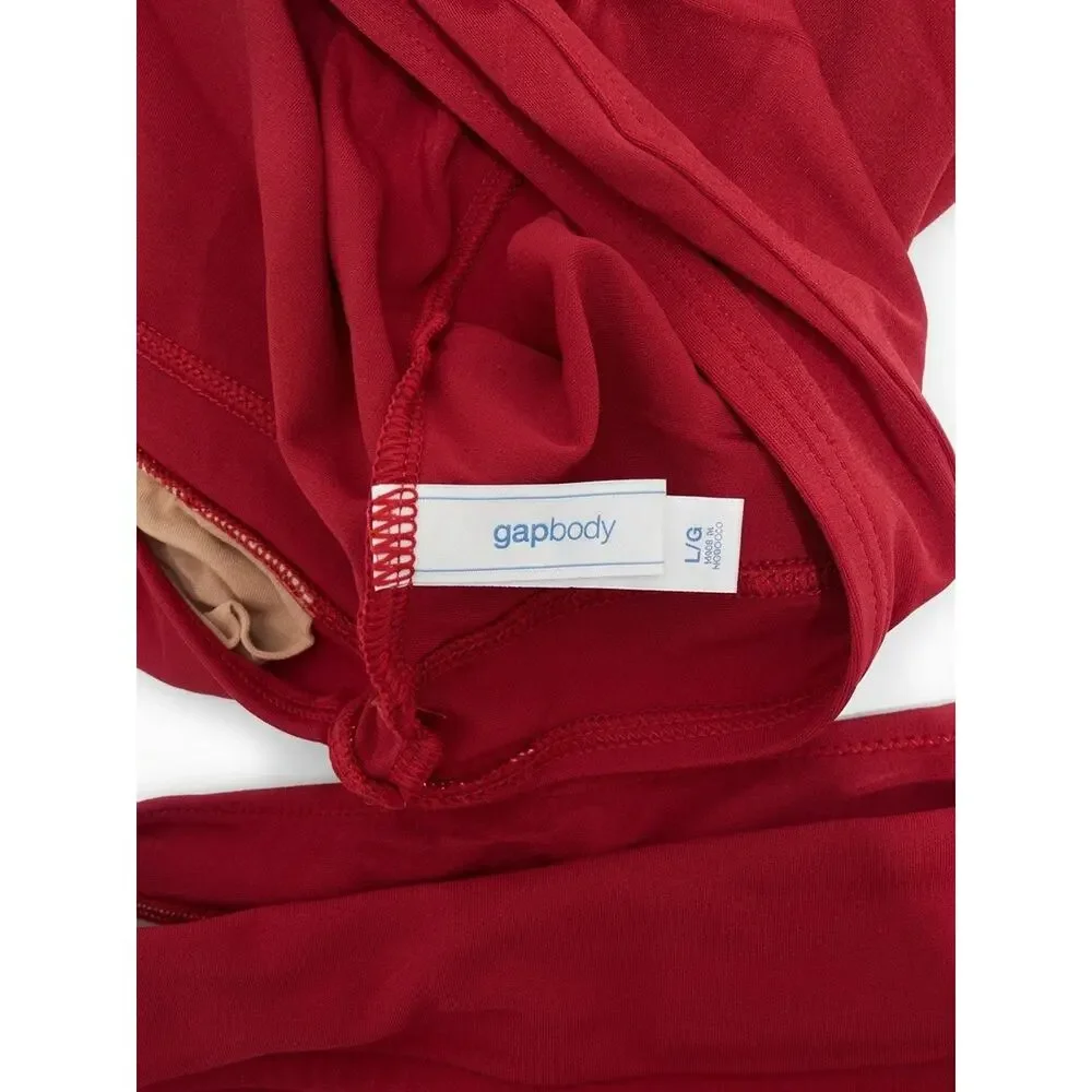 GapBody Tankini Set Women L Red Halter Ruffle Swimwear Bikini